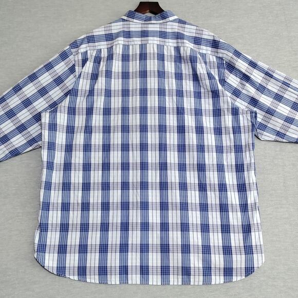 IZOD Light Weight Poplin Mens Shirt Size 2XL Blue Plaid Cotton Casual Preppy NWT - Picture 6 of 16
